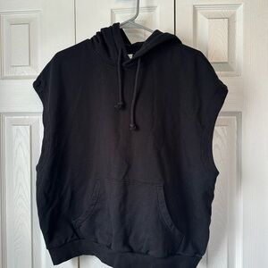 H&M Black Hooded Sleeveless Sweatshirt 100% Cotton
